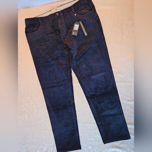 Men's Classic Cotton Blue Corduroy Chino Pants, Size 46, Snover, NWT